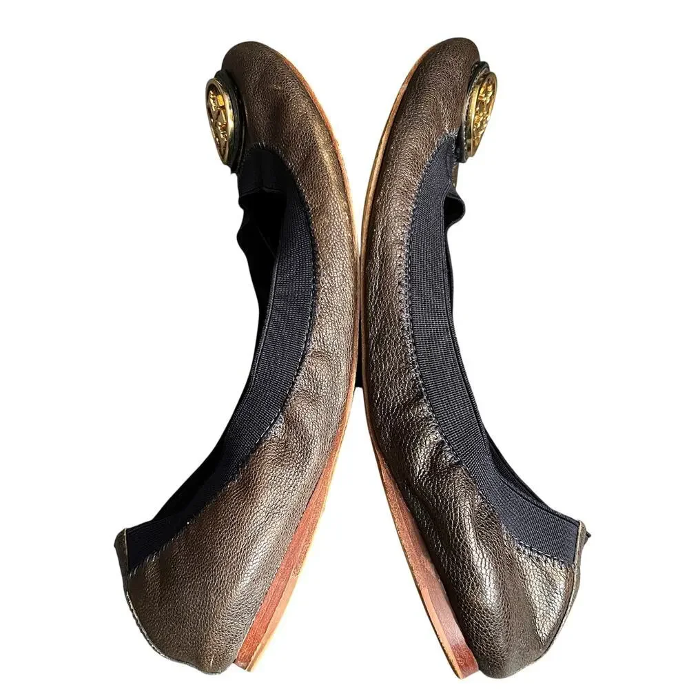 Tory Burch Leather Ballerina Flats Womens 7.5 School College Academia Workwear